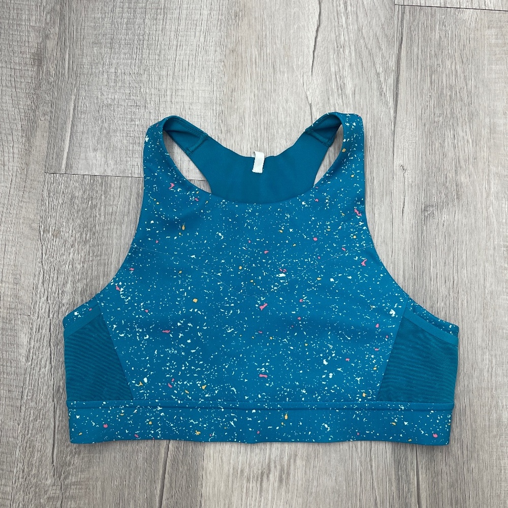 Brooks Sports Bra Pink and Blue Seamless Comfort